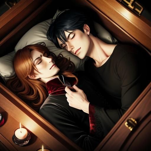 Gay Vampire Couple in Coffin, Anime Key Visual