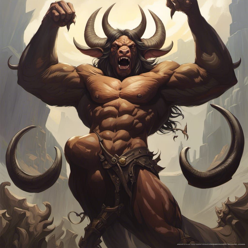 Monstrous Bull-Centaur Concept Art: Digital Illustration