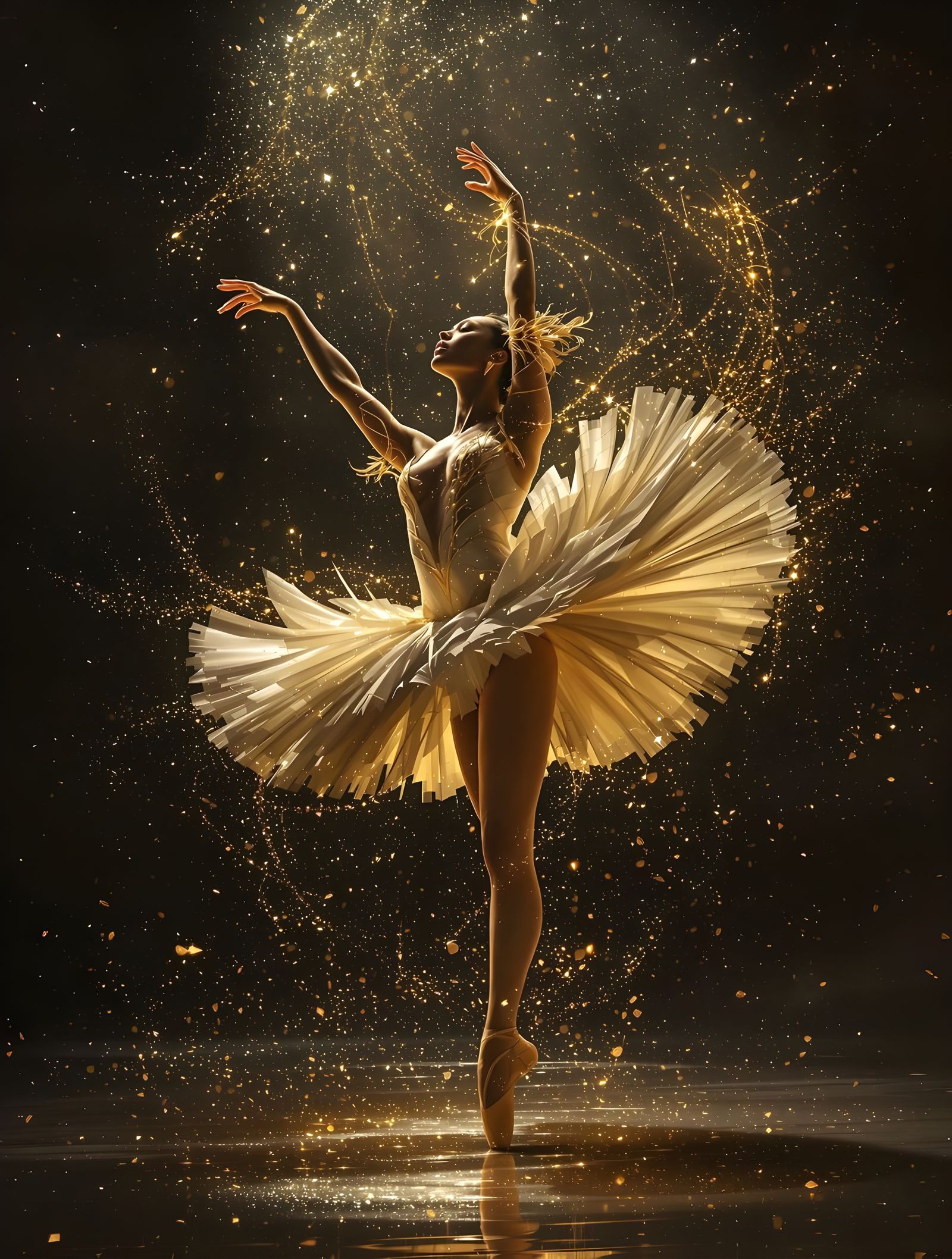 Ebony Ballerina in Swan Lake: Mystical Volumetric Lighting