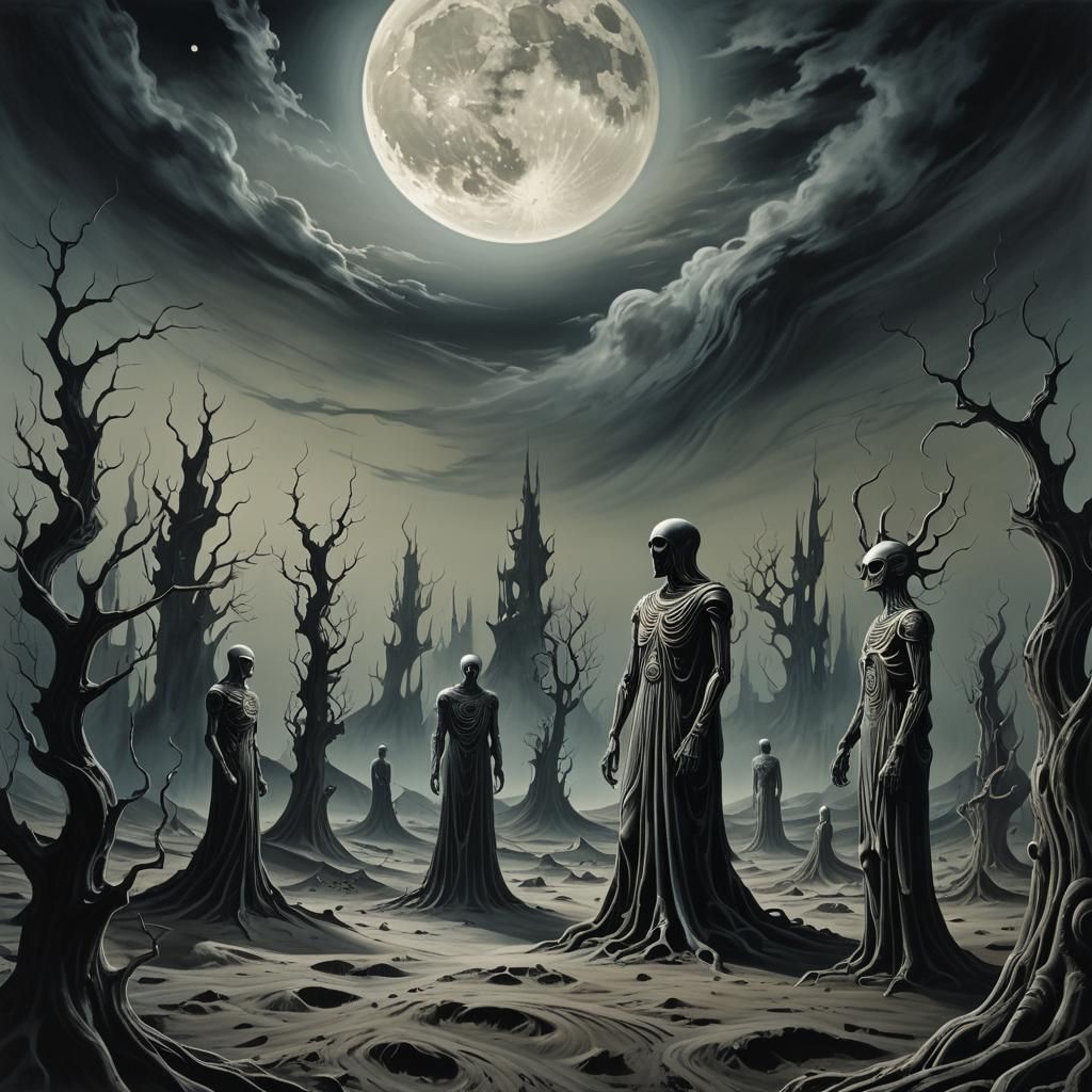 Surreal Moonlit Dreamscape in Surrealist Style