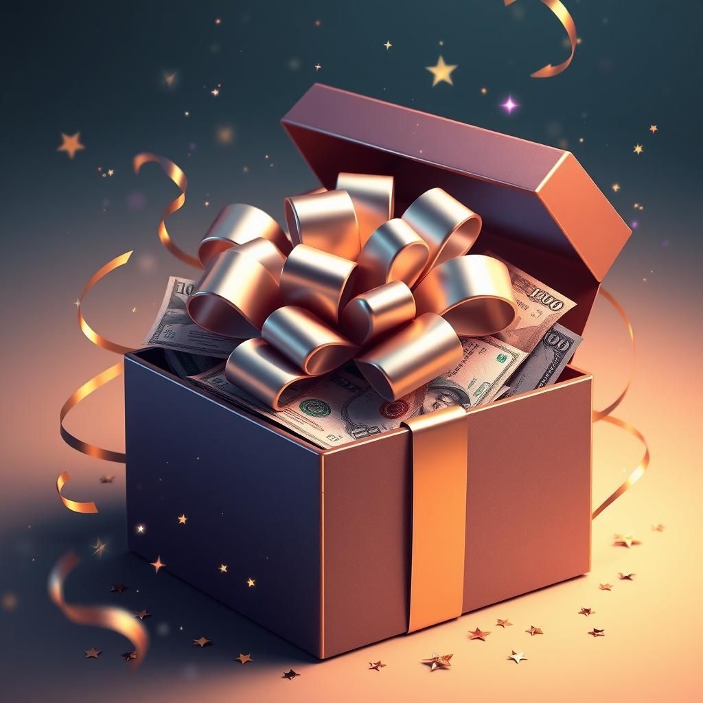 Gift Box Overflowing with Rewards in 3D Render