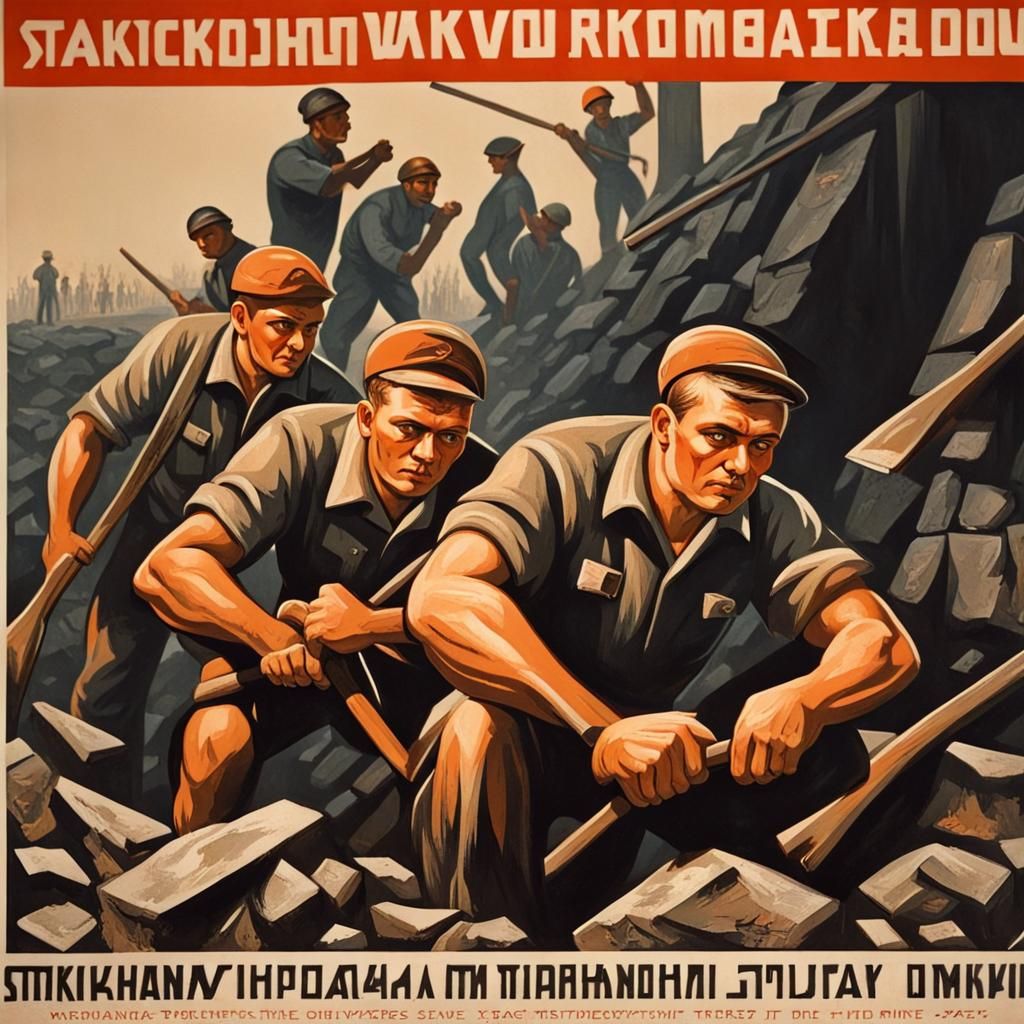 Soviet Propaganda Poster of Coal Miners