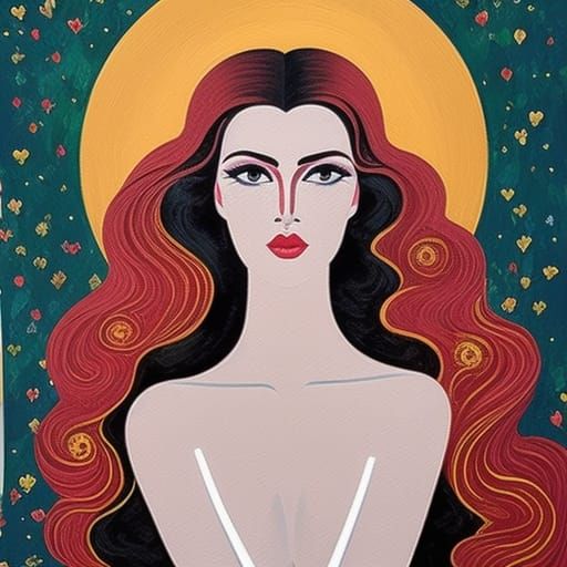 Elegant Woman Portrait in Gouache Style