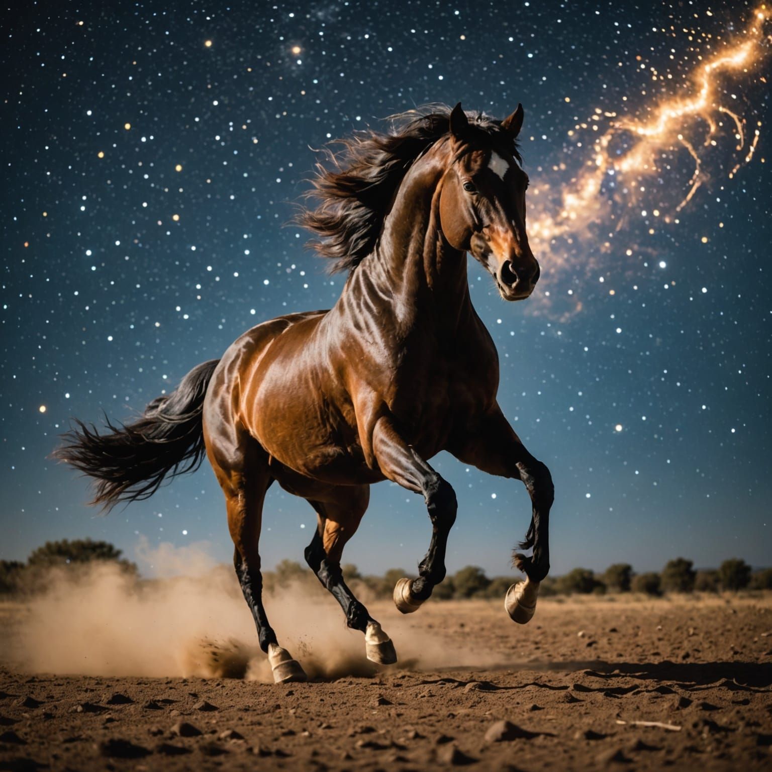 Ethereal Stallion Soars Across Starry Sky