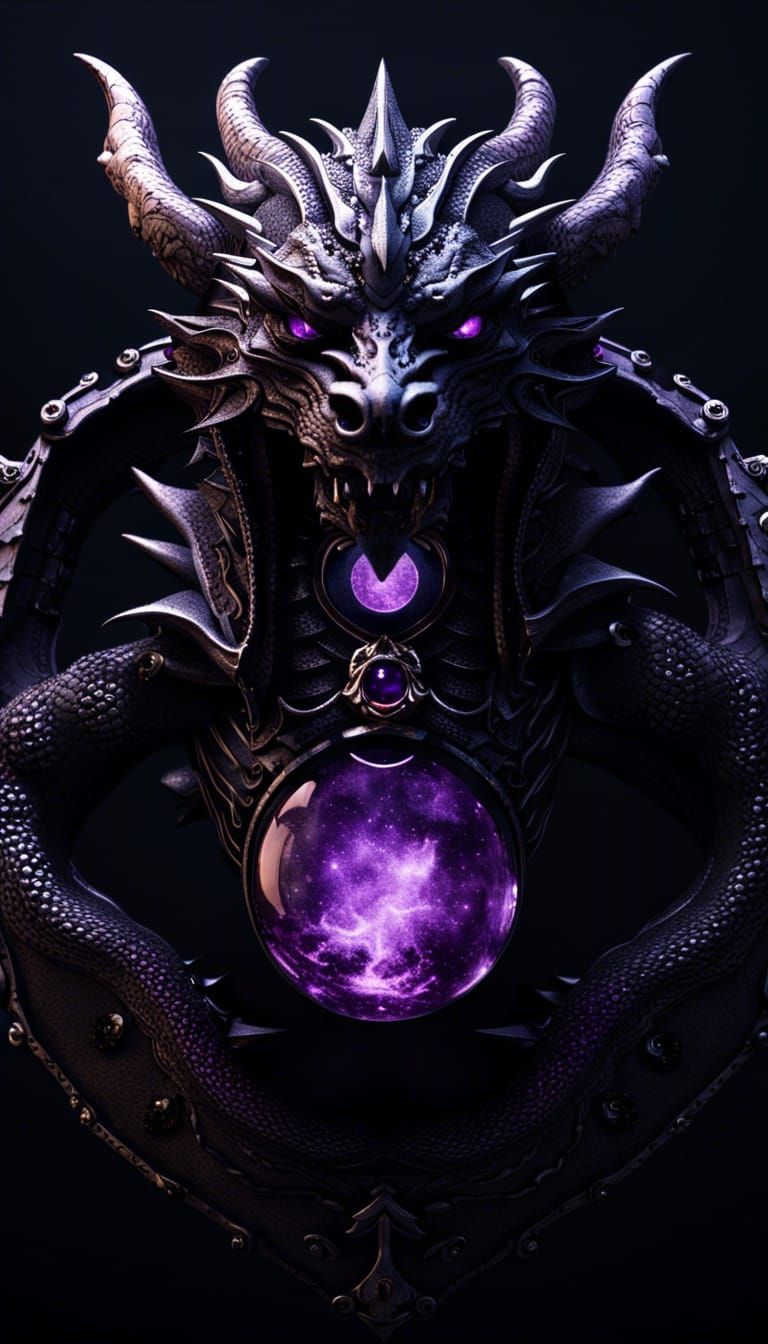 Ethereal Black Dragon God with Amethyst Jewels