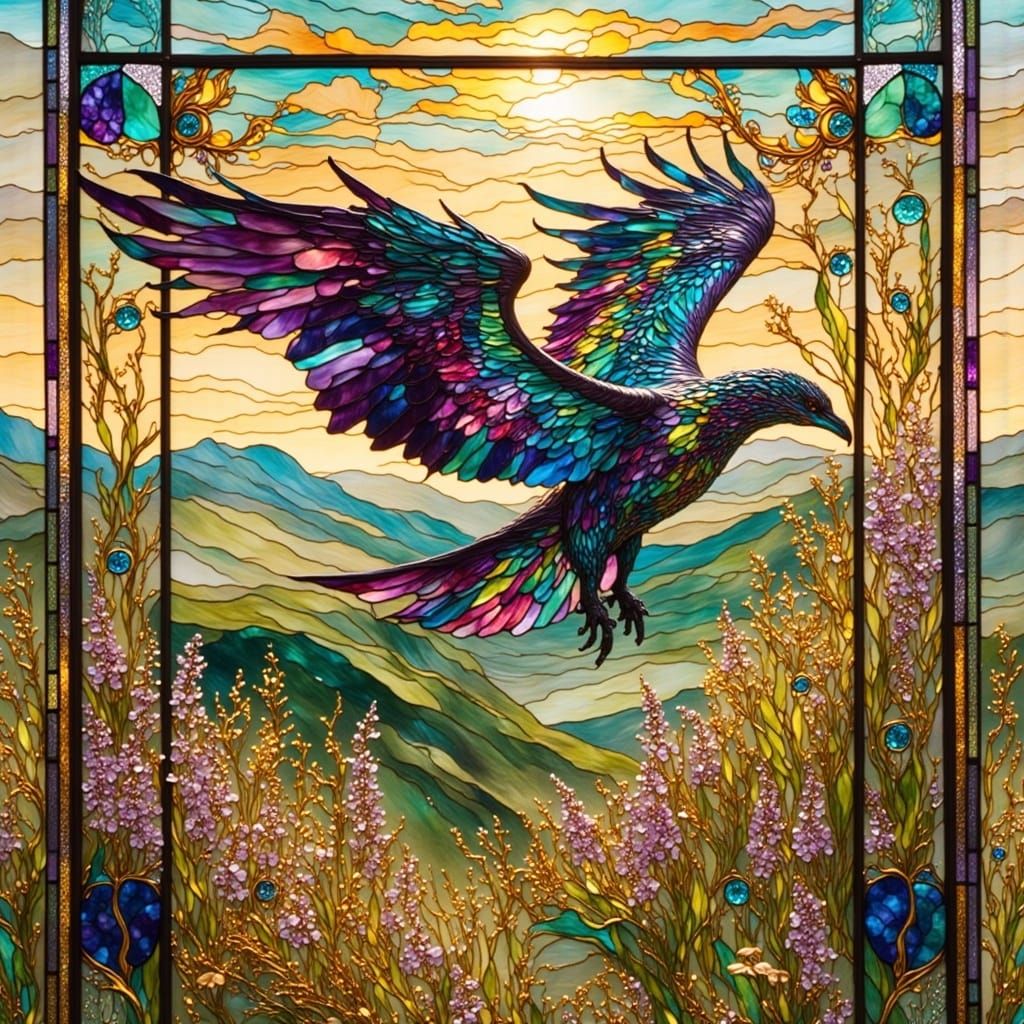 Freedom in Stained Glass Style