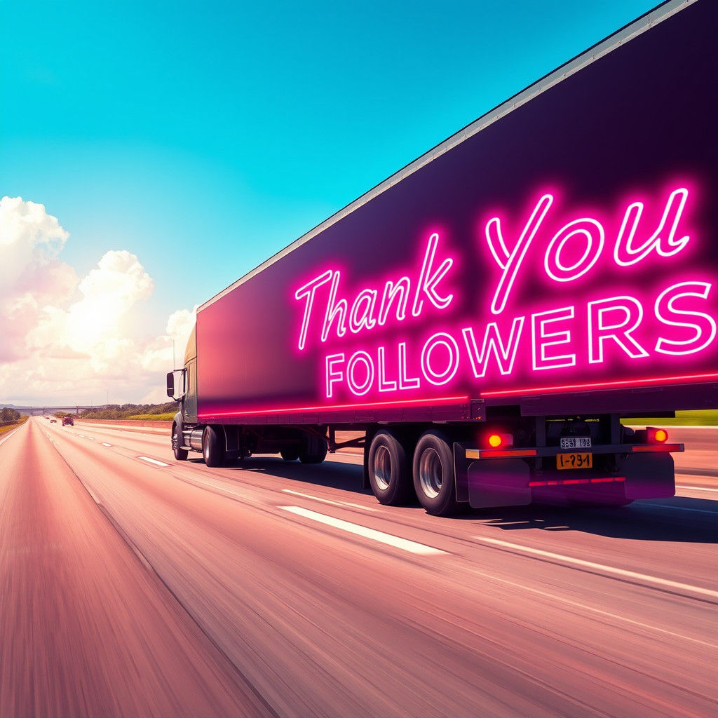 Futuristic Neon Semi-Truck Thanks Followers