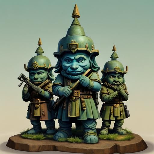 Carthaginian Stone Troll Soldiers in Abstract Art