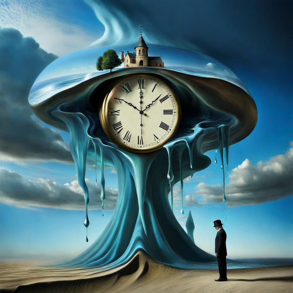 Surreal Time Meltdown: A Dreamscape of Clocks