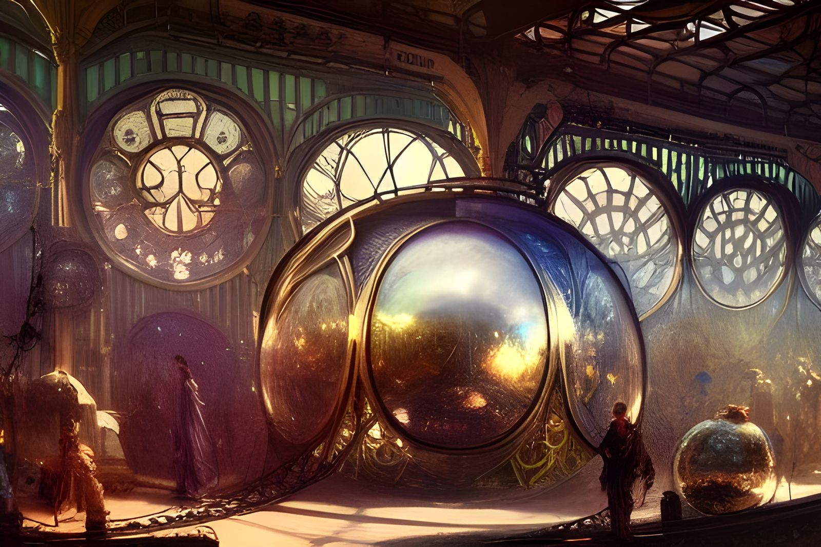 Steampunk Magical Glass Spheres in Detailed Matte Painting
