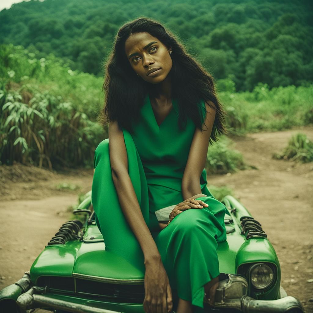 Brazilian Women in Green: Cinematic Film Still