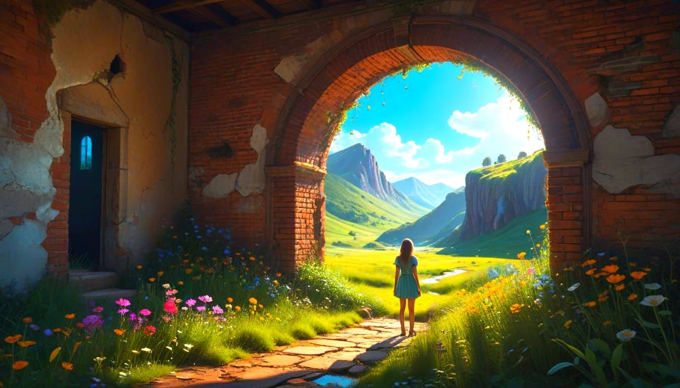 Surreal Summer Portal Scene as Street Art