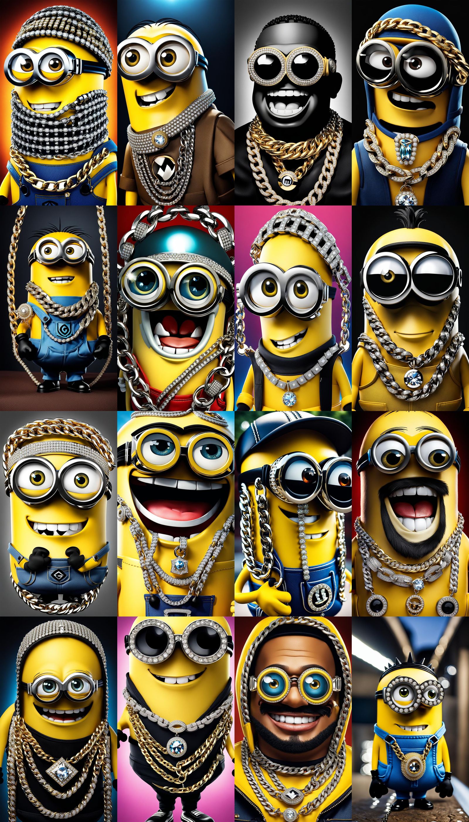 Rapper Minion with Diamond Grill, Digital Art