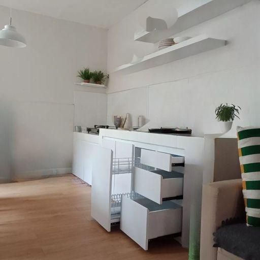 Cozy Minimalist Kitchen Interior in Pastel Colors