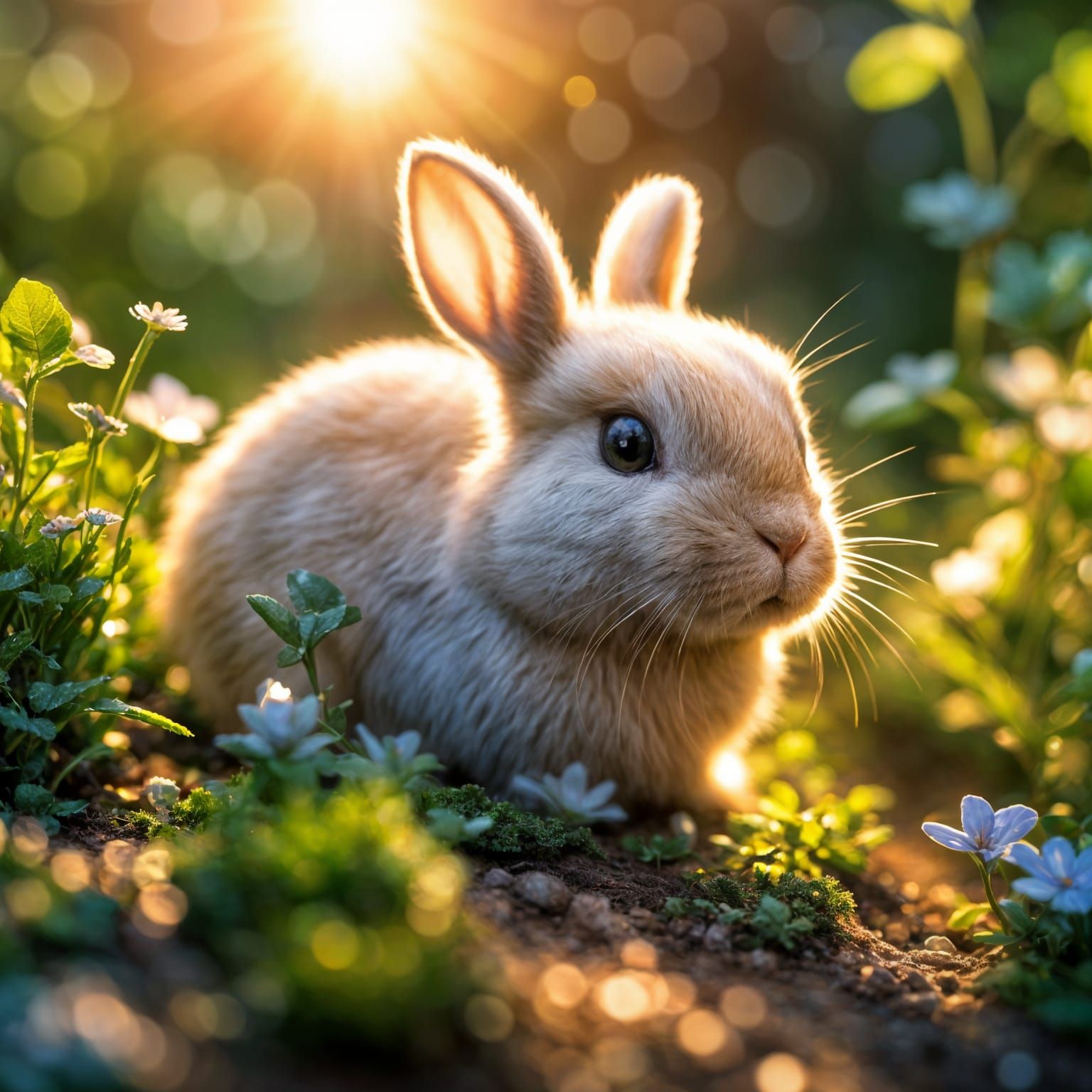 Chibi Bunnies in Dewy Burrow at Peachy Dawn