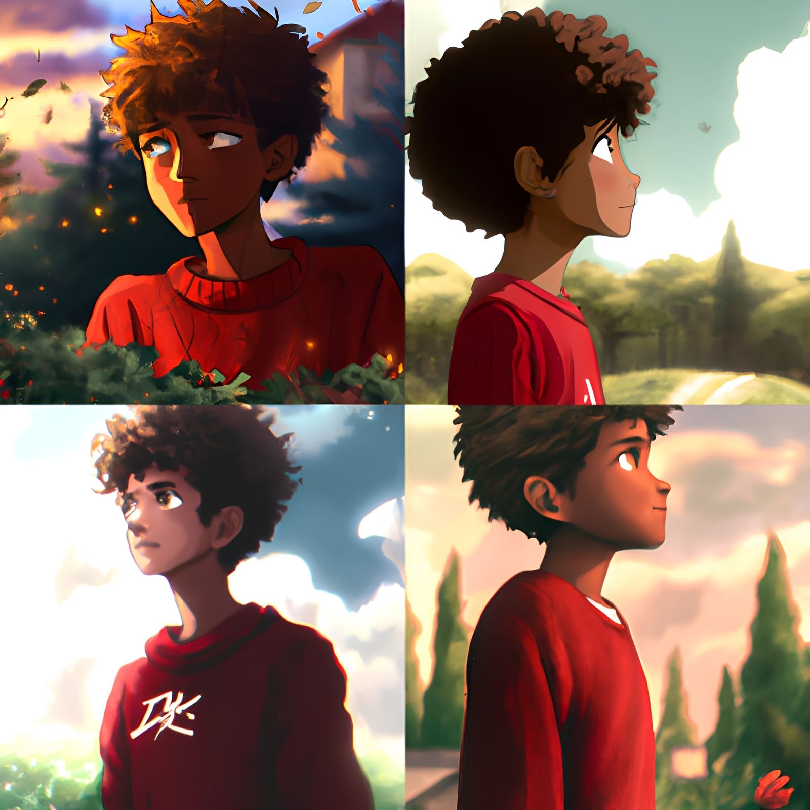 Anime Boy in Red Jersey, Ghibli Style