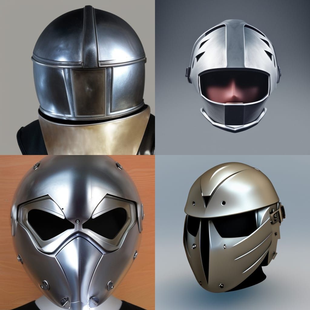 futuristic metal helmet