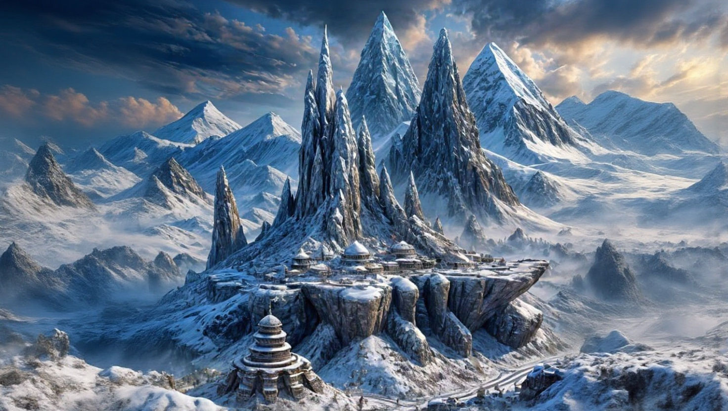 Extraterrestrial Megacity in Snowy Mountains