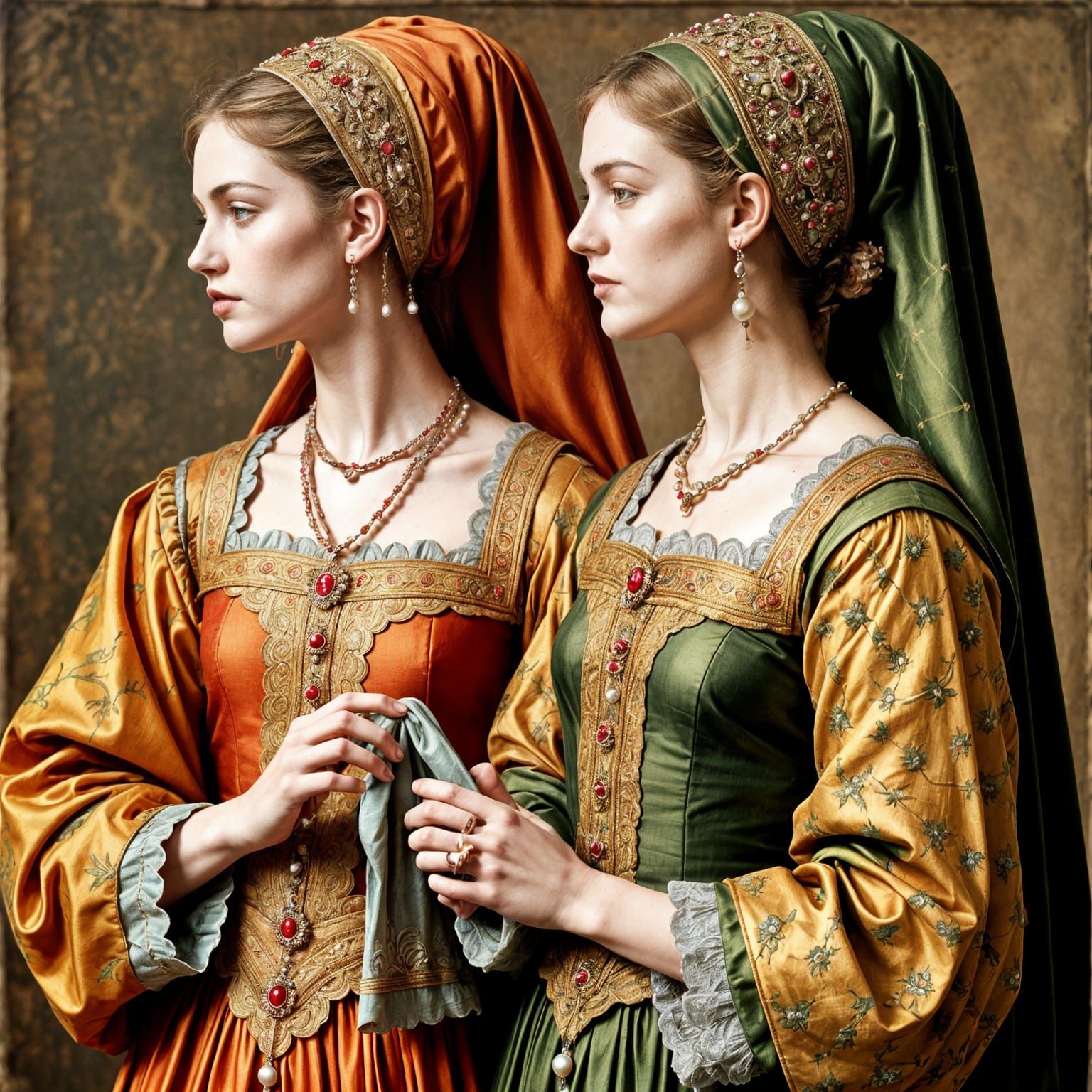 Elegant Women in Renaissance Style Portrait