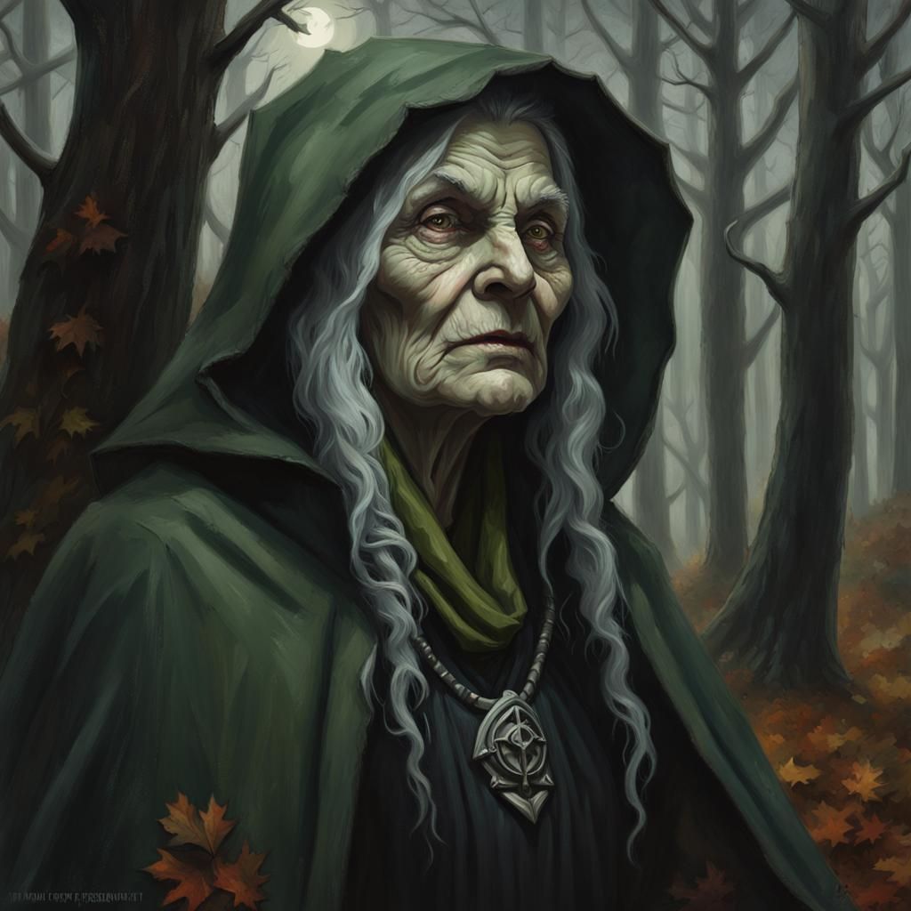 Baba Yaga Hag Portrait in D&D 2e Style