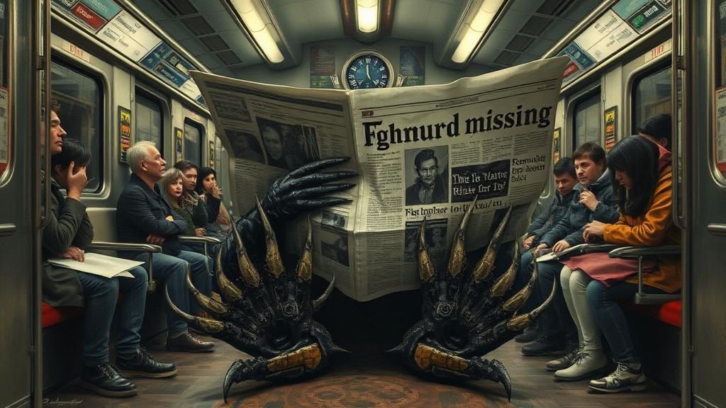 Eerie Subway Scene in Surrealist Style