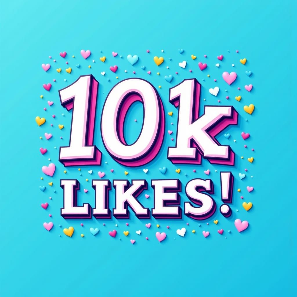 Celebratory 10k Likes Banner in Vibrant Cyan