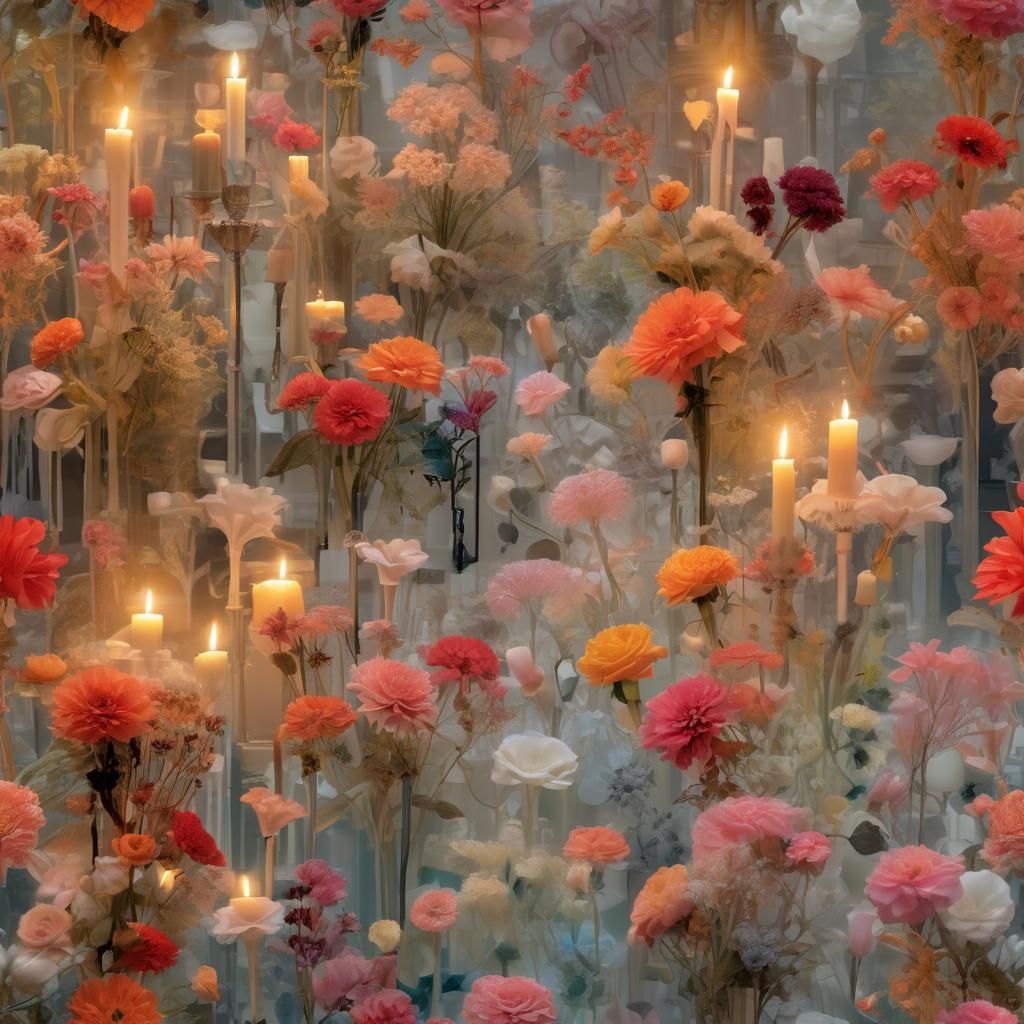X-Ray Image: Floral, Music, Candlelight in Dreamy Art