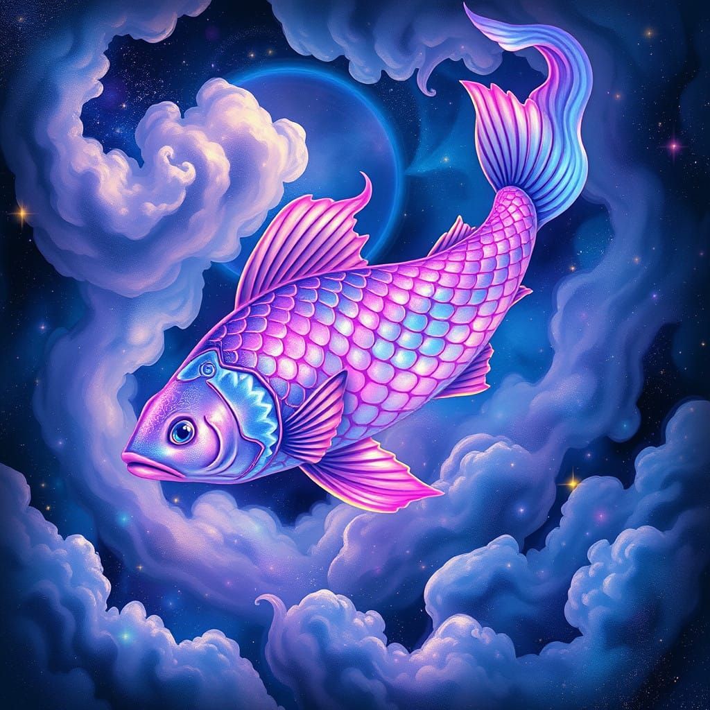 Mystical Pisces in Ethereal Cosmic Vortex