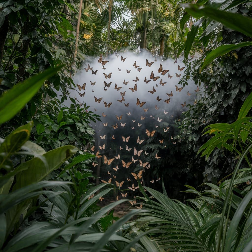 Whimsical Butterflies Dance in a Vibrant Forest