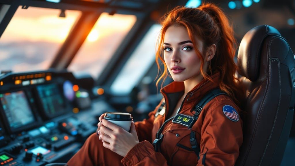 Hyper-Realistic Flight Suit Captain in Captain's Chair