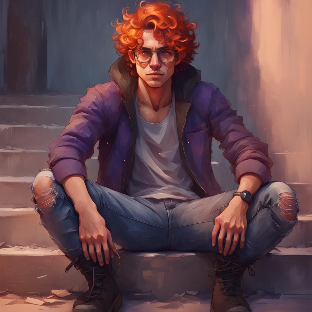 Young Man Portrait in Art Nouveau Style