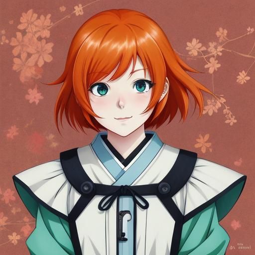 Cute Ginger Girl in Anime Key Visual Style