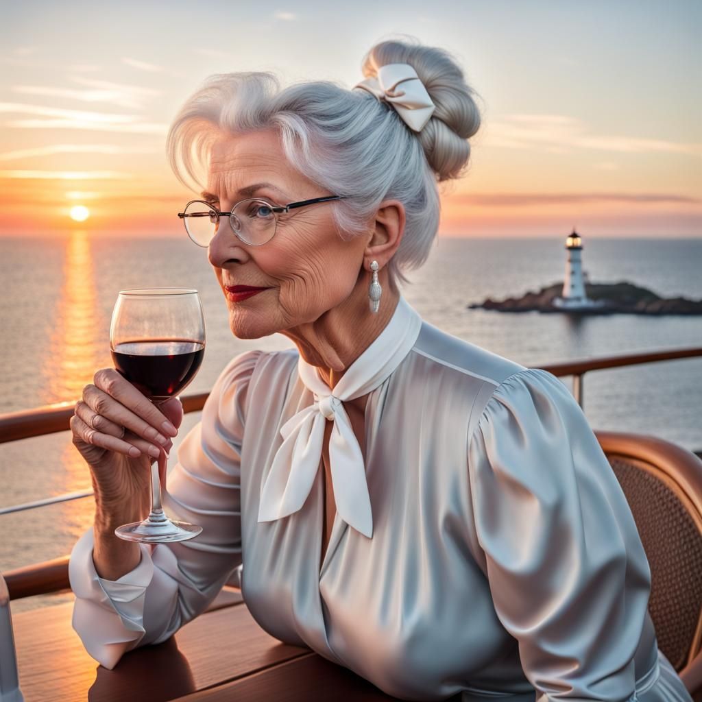 Elegant Woman Sipping Wine, Pastel Portrait