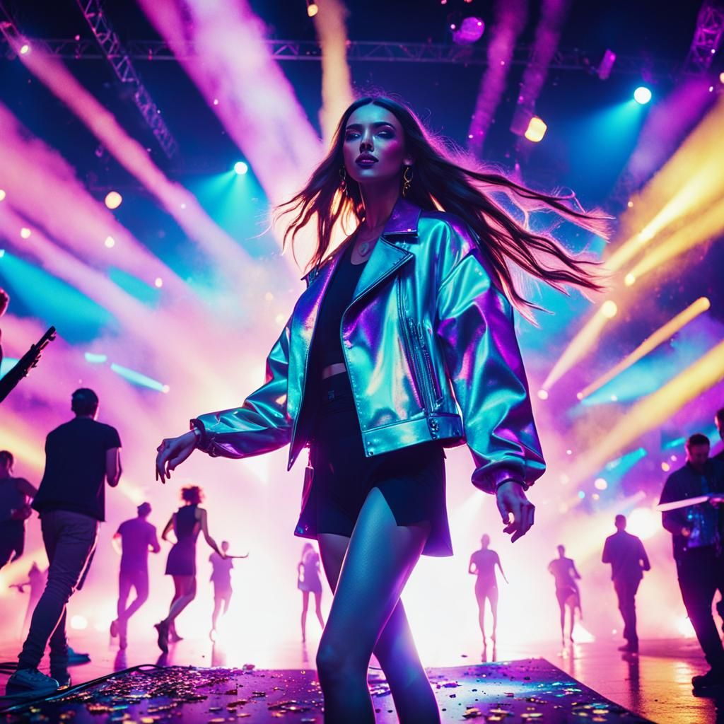 Dream Girl at EDM Festival in Film Noir Style