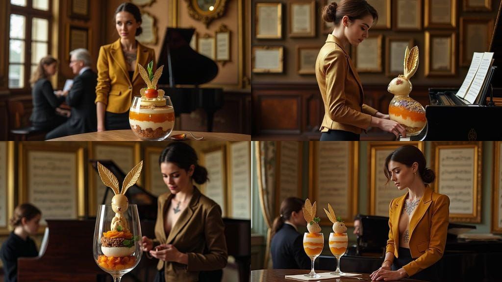 Ornate Rehearsal Room With Woman and Pianist