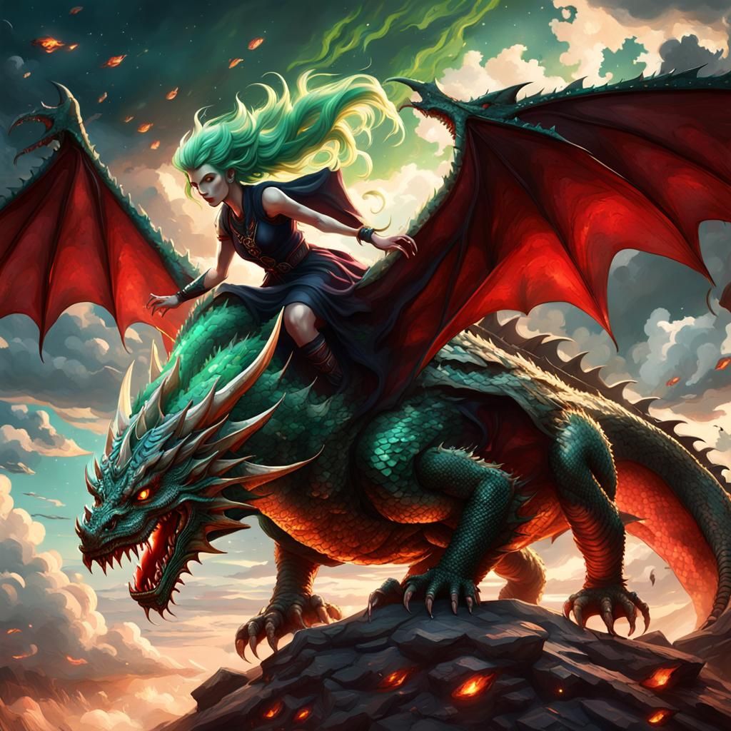 Dragon Rider in Dark Fantasy Style