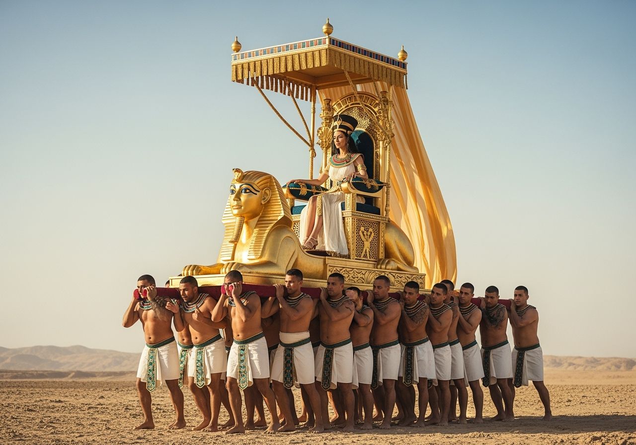 Egyptian Queen on Golden Throne, Professional Photography