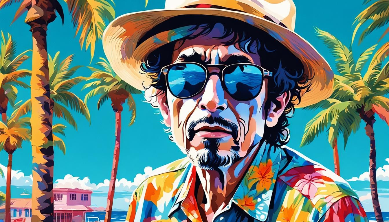 Bob Dylan Portrait in Whimsical Pop Art Style