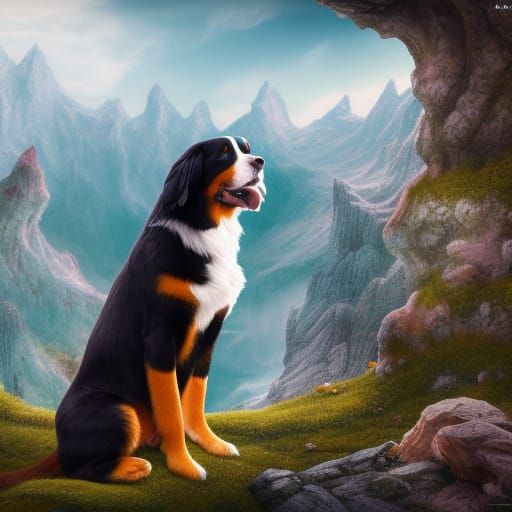 Detailed Painting of a Bernese Mountain Dog