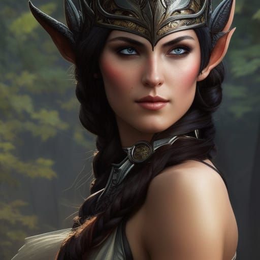 Elven Blacksmith Portrait in Dark Fantasy Style