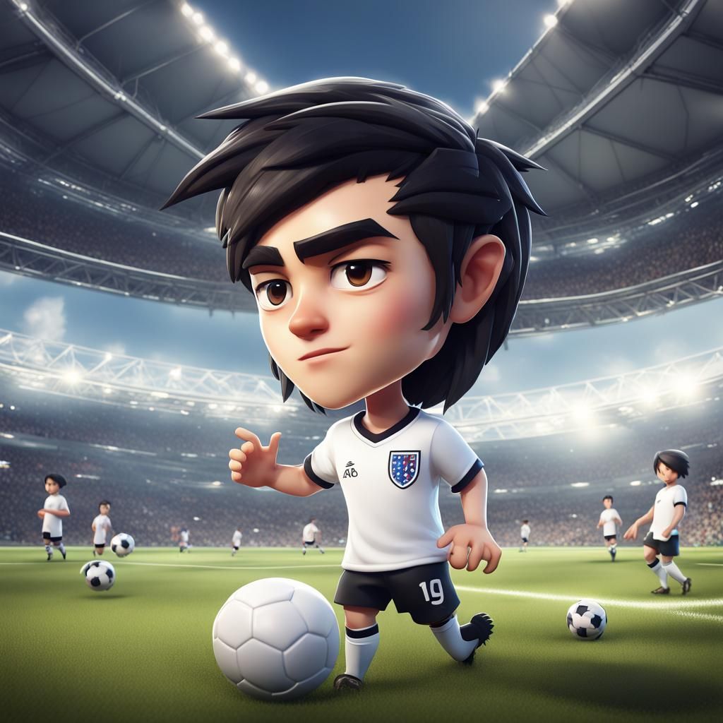 Chibi Soccer Player in England Kit, Fantasy Art
