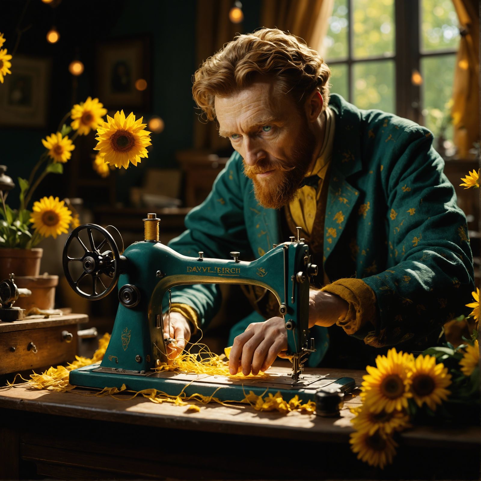 Van Gogh Sewing: Digital Portrait in DaVinci Style