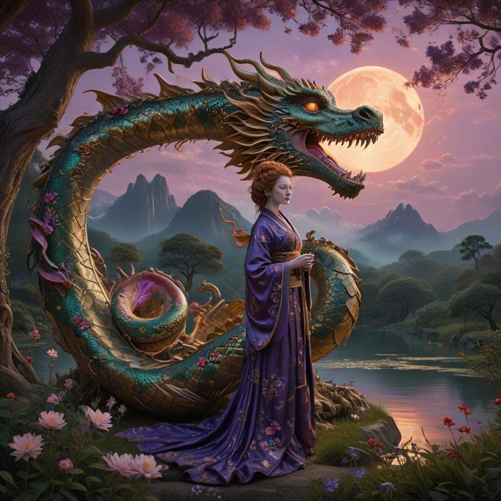 Ethereal Samurai Guards Eden's Paradise in Vibrant, Plasma A...