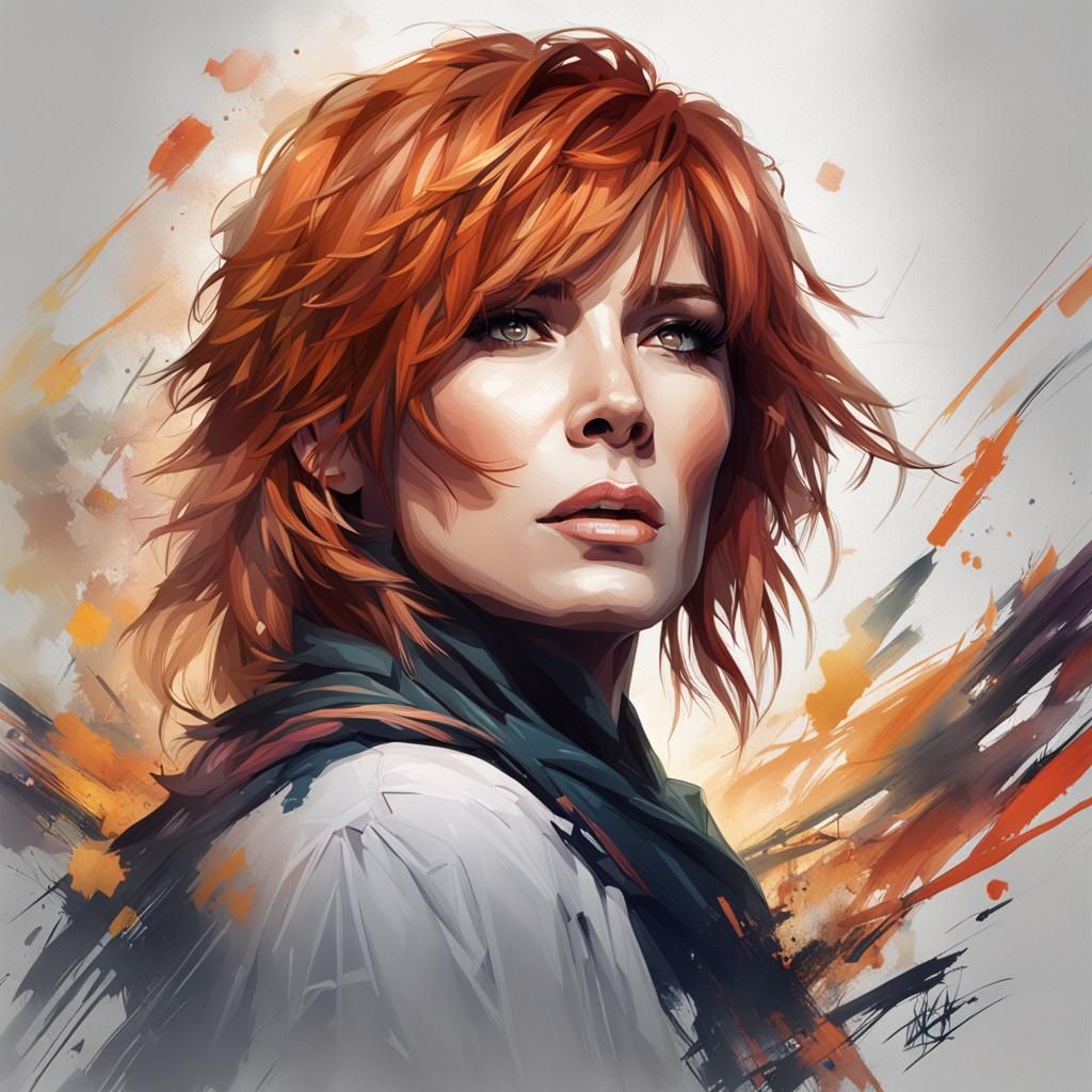 Mylène Farmer Portrait in Artgerm Style