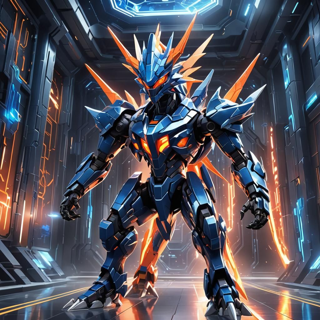 Dialga in Metallic Chamber with Anime-Inspired Colors