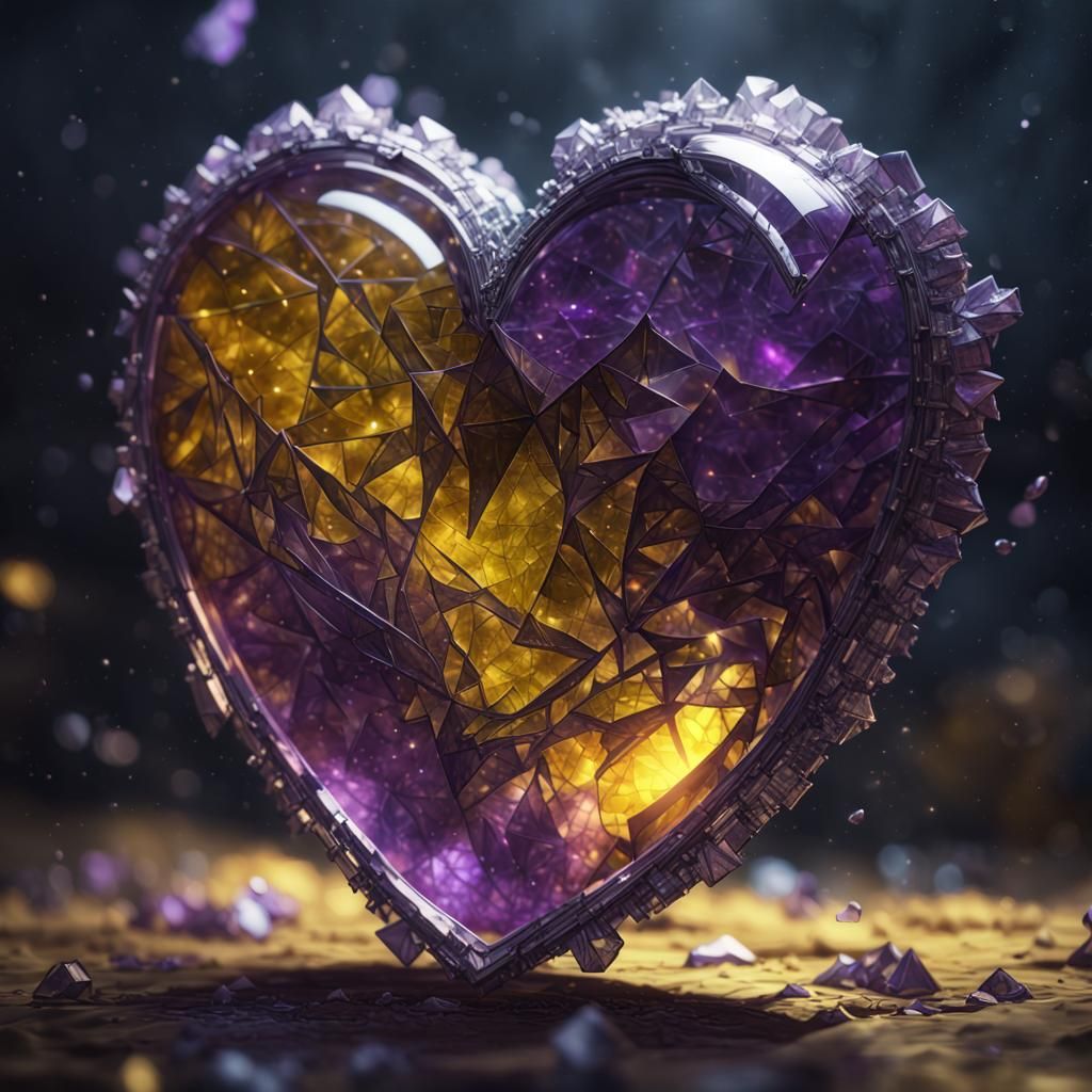 Shattered Glass Heart in Dark Fantasy Style
