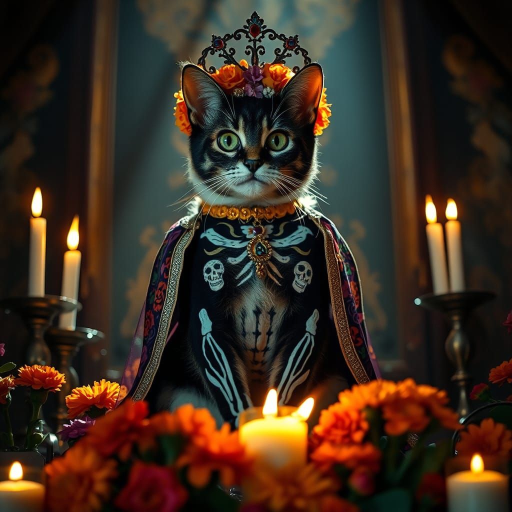 Day of the Dead Cat Portrait