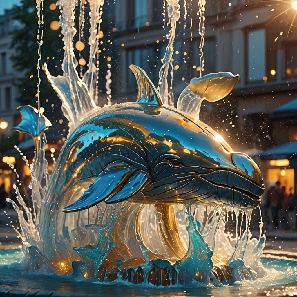 Whimsical Living Water Whale Fountain Concept Art