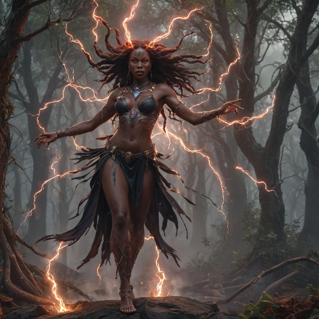 A druid sorceress channeling divine energy🔥⚡