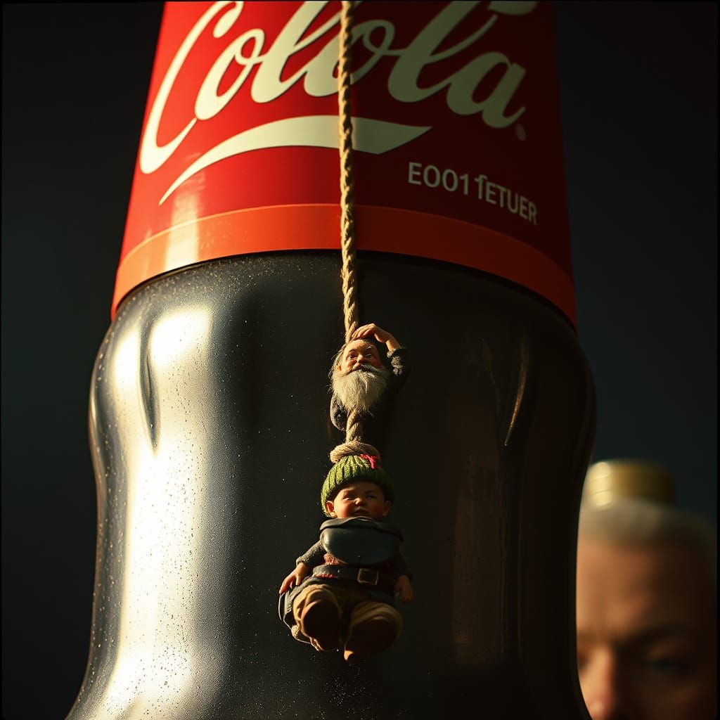 Giant Cola Bottle Under Dark Cinematic Spell